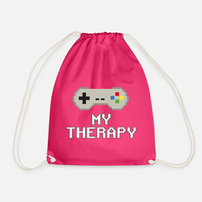 My Therapy – Pixel Power - Drawstring Bag - fuchsia