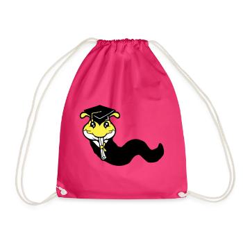 Caterpillar High School Graduation Passed College Worm - Drawstring Bag - fuchsia - Front