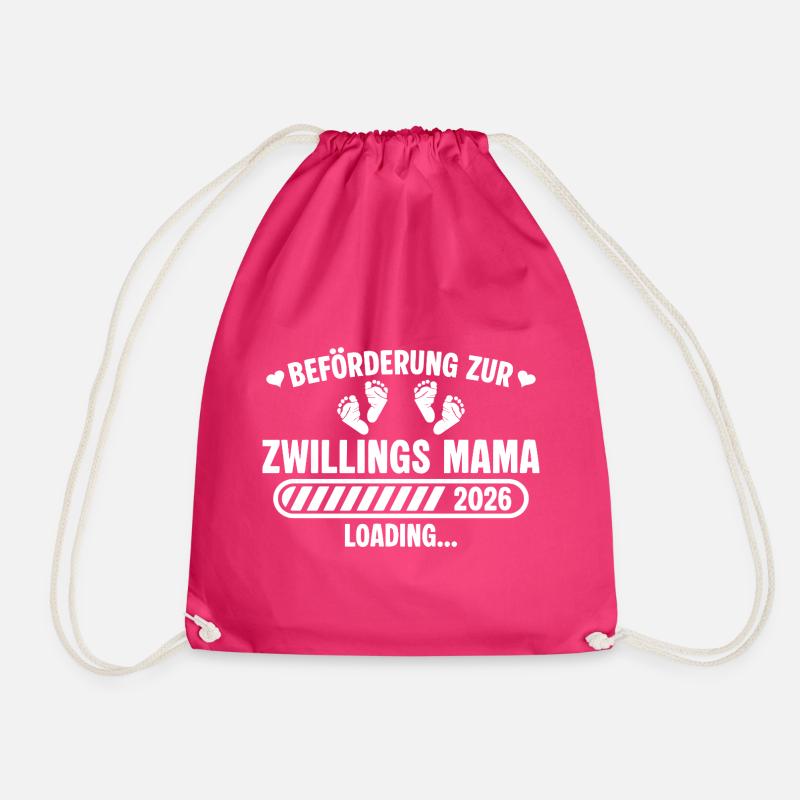 Beförderung zur Zwillings Mama 2026 loading - Turnbeutel - Fuchsia