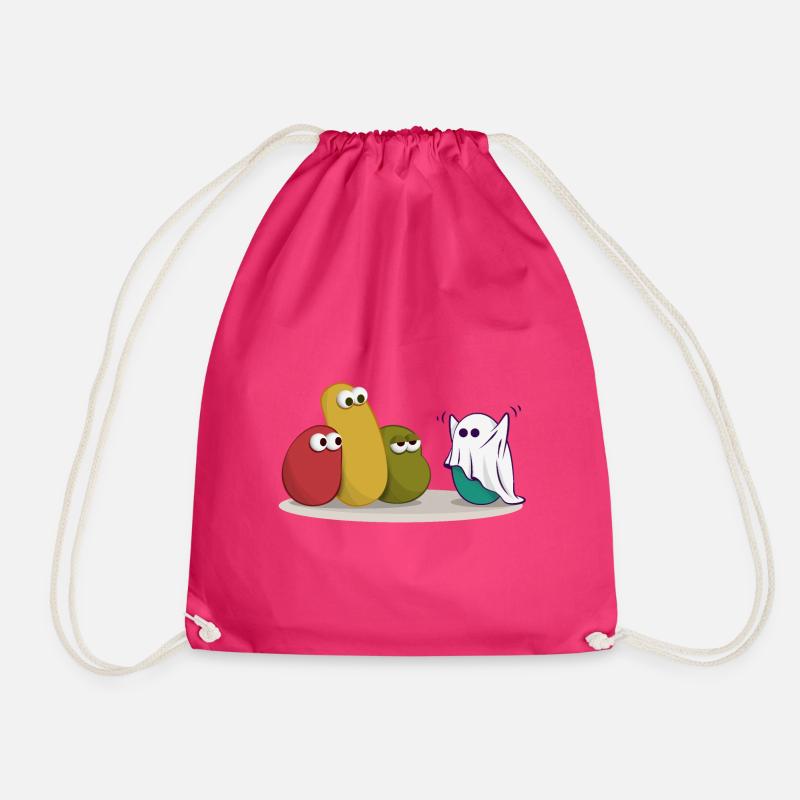 Halloween Ghost Comic Drawing - Drawstring Bag - fuchsia