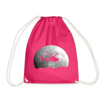 Hubschrauber Mond Geschenkidee - Turnbeutel - Fuchsia - Vorne
