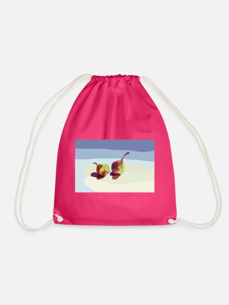 Bunte Birnen auf einer Strandlandschaft - Turnbeutel - Fuchsia