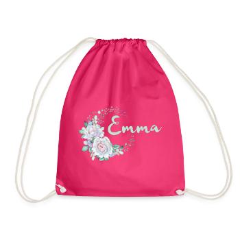 Emma Blütenkranz Schrift - Turnbeutel - Fuchsia - Vorne