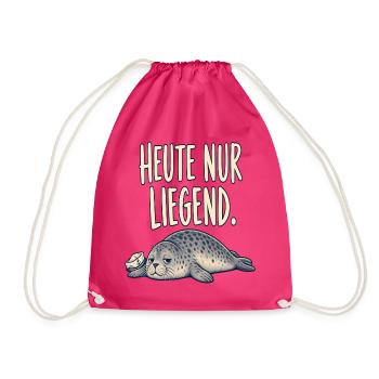 Heute nur liegend – entspannte Robbe - Turnbeutel - Fuchsia - Vorne