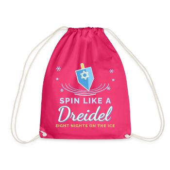 Dreh dich wie ein Dreidel-Hanukkah-Eiskunstlauf - Turnbeutel - Fuchsia - Vorne