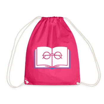 Book and Glasses Outline - Drawstring Bag - fuchsia - Front