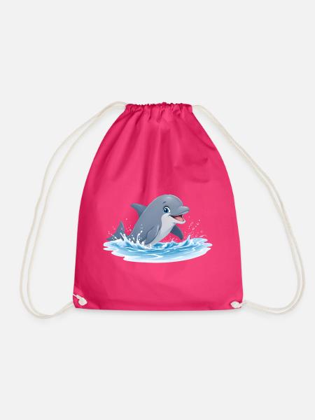 Delfinenspiel in Meereswellen - Turnbeutel - Fuchsia