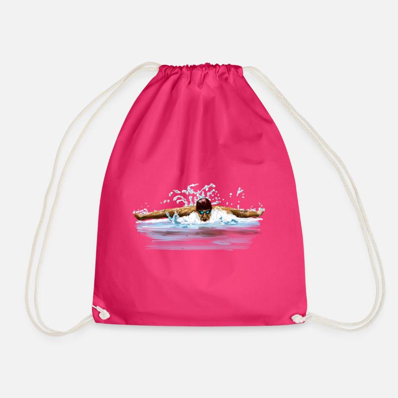 swimmer - Drawstring Bag - fuchsia