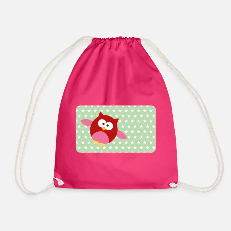 Lustige Eule mit Sternchen grün | personalisierbar - Turnbeutel - Fuchsia