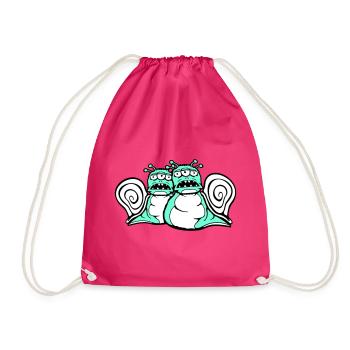 2 snails alien monster Halloween extraterrestrials - Drawstring Bag - fuchsia - Front