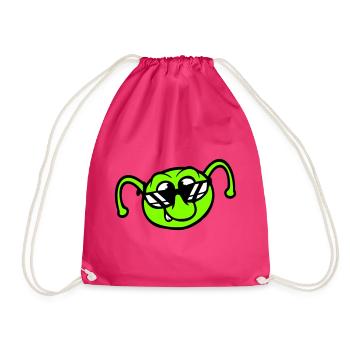 Raupe Sonnenbrille Cool Lächeln Frech Spaß Comic - Turnbeutel - Fuchsia - Vorne