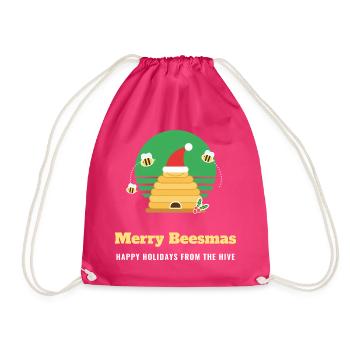 Fröhliche Bienen, lustige Imker, Weihnachten, Honig - Turnbeutel - Fuchsia - Vorne