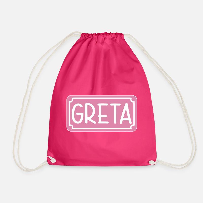 NAMENSGESCHENK MÄDCHEN GRETA SCHILD - Turnbeutel - Fuchsia
