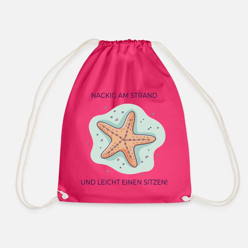 Nus sur la plage – Drôle d’expression étoile de mer - Sac de sport léger - fuchsia