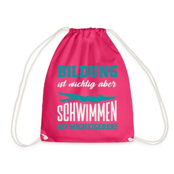 Schwimmsport Schwimmer Spruch Geschenk - Turnbeutel - Fuchsia - Vorne