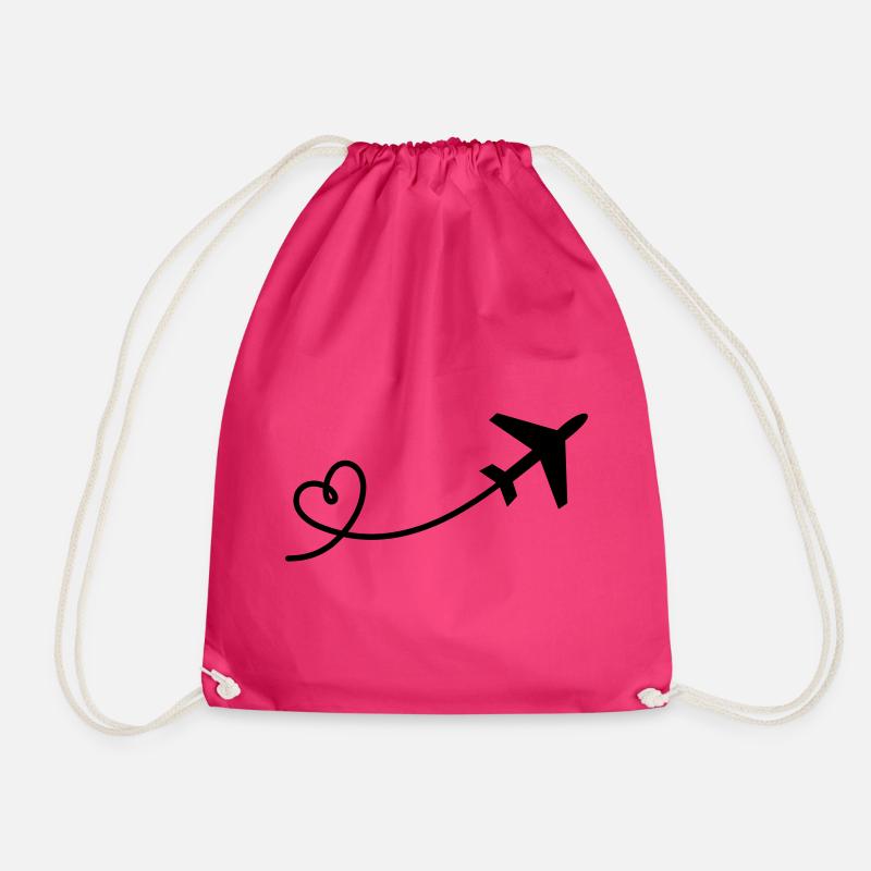 Flugzeug mit Herz - Turnbeutel - Fuchsia