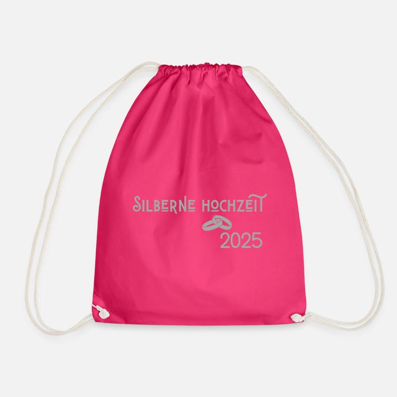 Silberne Hochzeit 2025 mit Ringen Jugendstil - Turnbeutel - Fuchsia