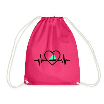 Herz Segeln – Leidenschaft Boot - Turnbeutel - Fuchsia - Vorne