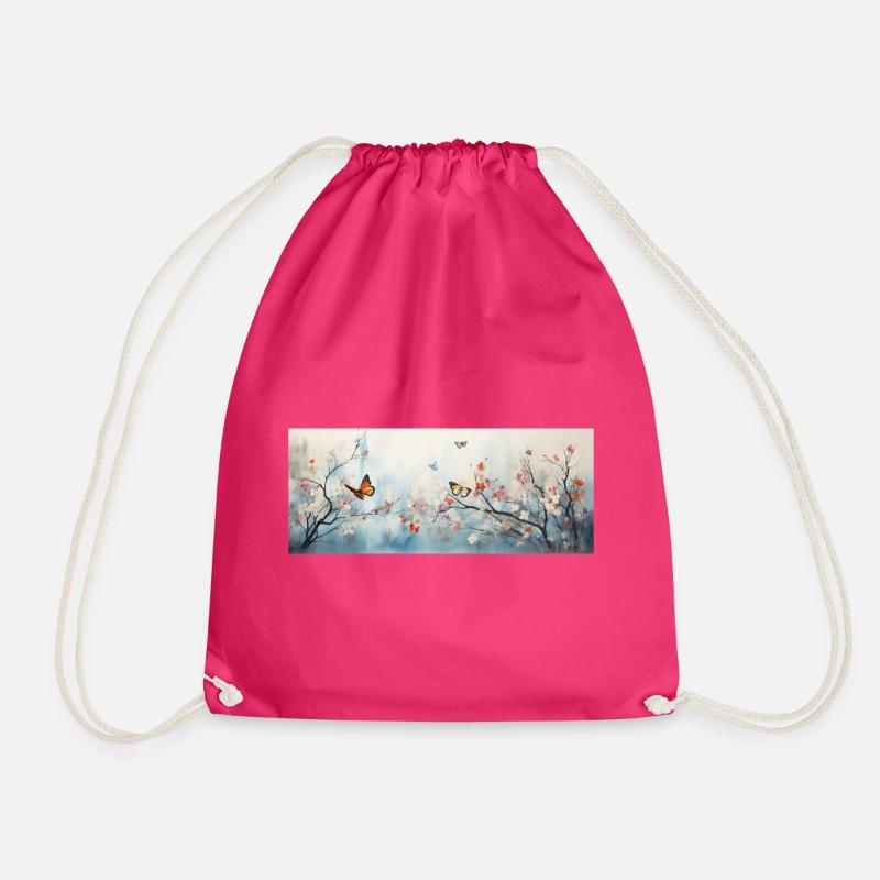 Paysage avec papillons - Sac de sport léger - fuchsia