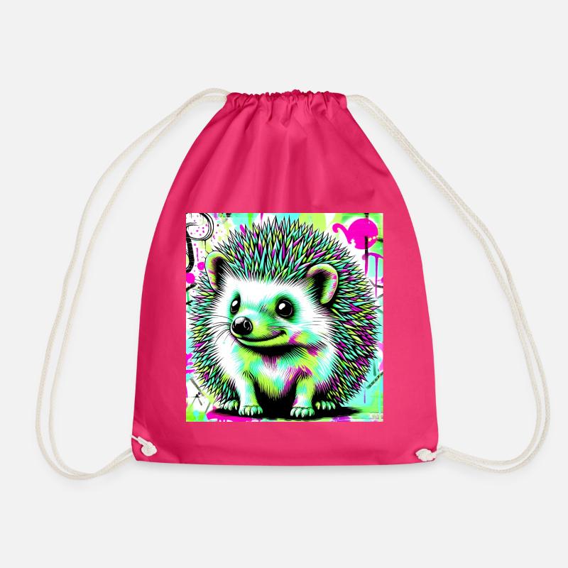 hedgehog - Drawstring Bag - fuchsia