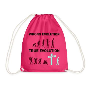 Evolution to the Cross: Faith Wins - Drawstring Bag - fuchsia - Front
