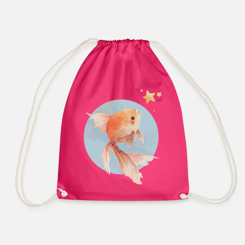 Goldfish with vision - Drawstring Bag - fuchsia