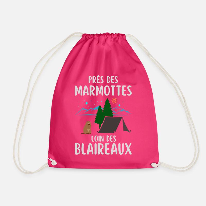 Groundhog camping humor quote - Drawstring Bag - fuchsia