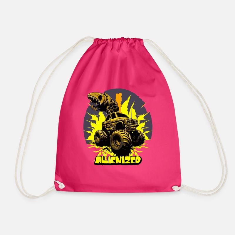 Monstertruck mit Alien-Greifarm mit Explosion - Turnbeutel - Fuchsia