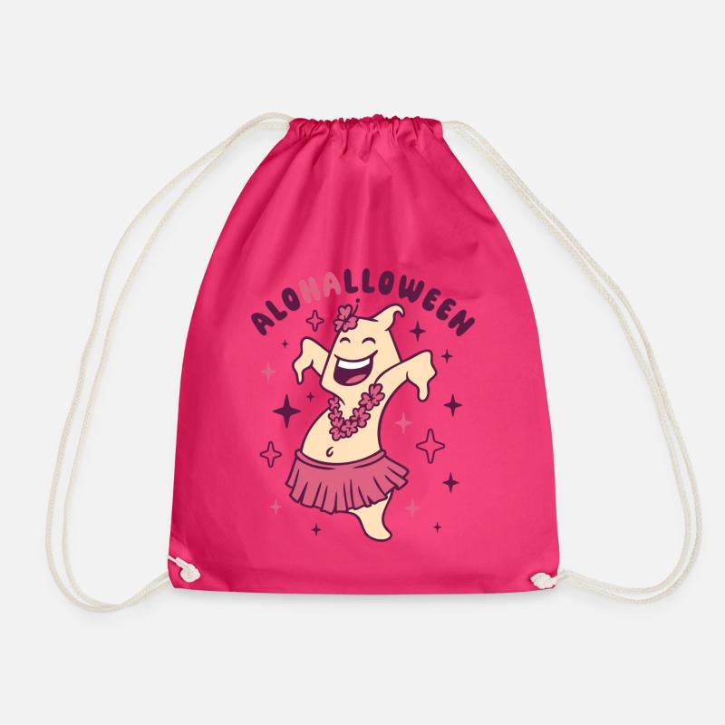 Halloween Funny Ghost in Hula Skirt - Drawstring Bag - fuchsia