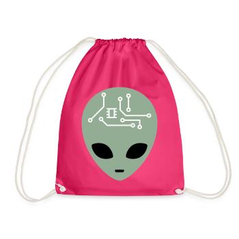 Alien Head mit Schaltkreisen (drei Farben) - Turnbeutel - Fuchsia - Vorne