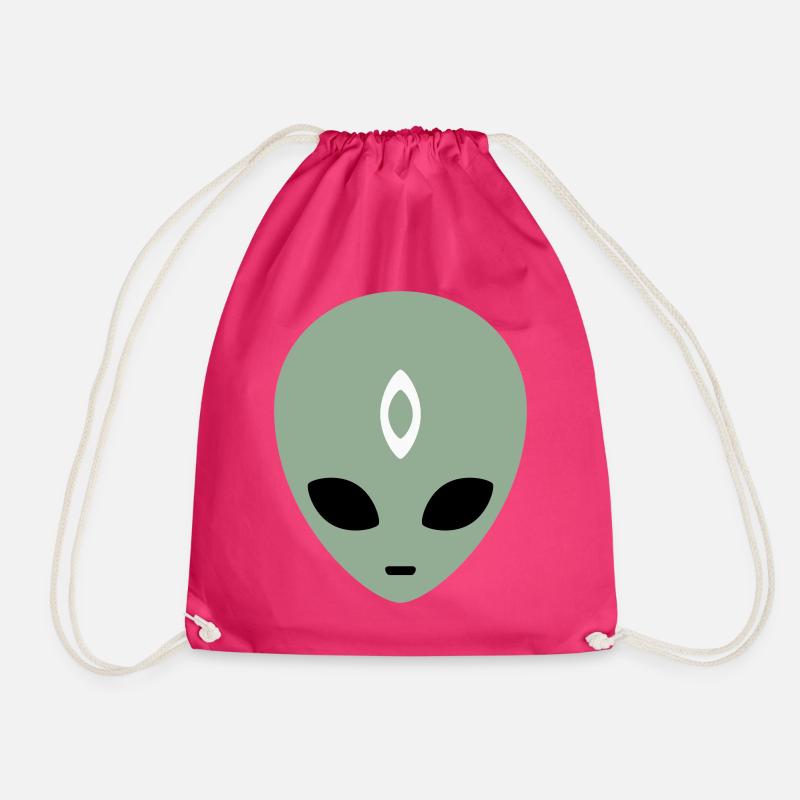 Alien Head Third Eye (three colours) - Drawstring Bag - fuchsia