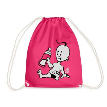 Baby with a milk bottle - Drawstring Bag - fuchsia - Front