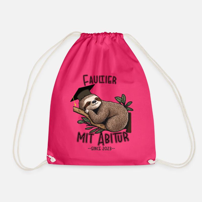 Faultier mit Abitur 2023 - Turnbeutel - Fuchsia