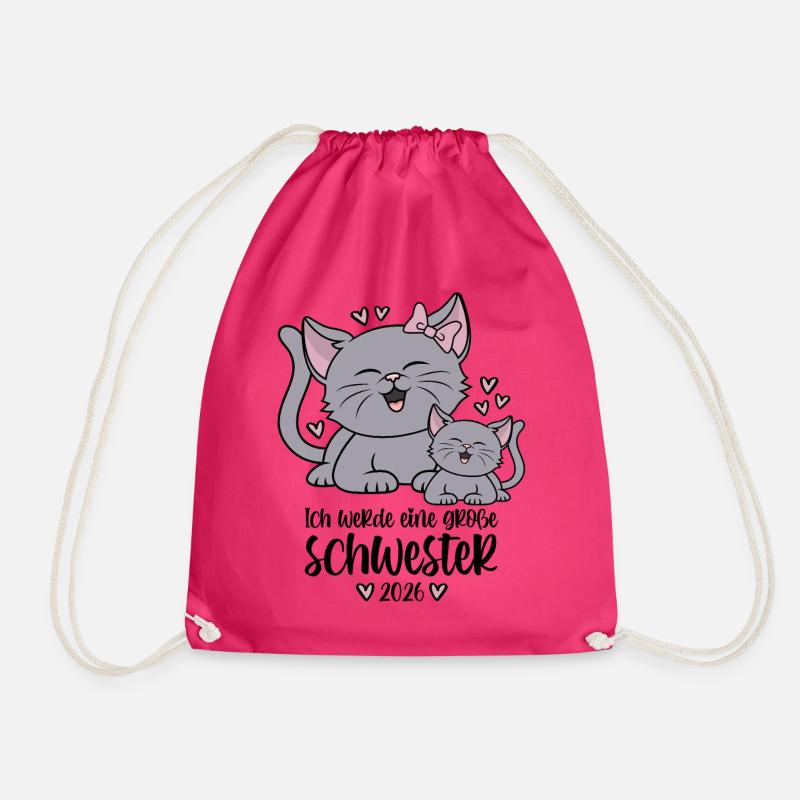 Große Schwester 2026 Kätzchen Katze Katzen Kinder - Turnbeutel - Fuchsia