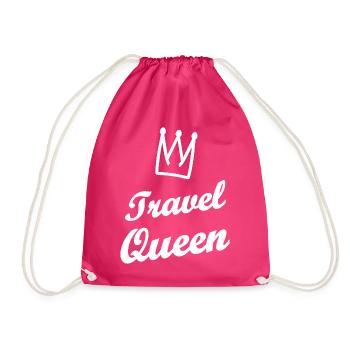 Travel Queen Krone Schrift - Turnbeutel - Fuchsia - Vorne
