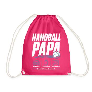 Handballpapa Geschenk – Saison für Saison - Turnbeutel - Fuchsia - Vorne