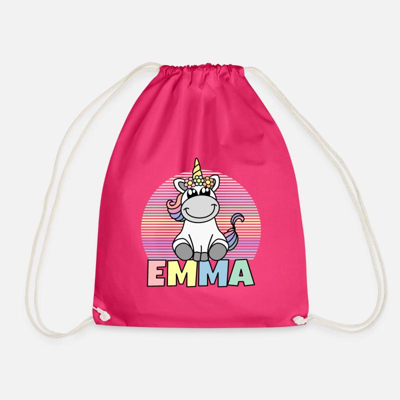 Emma Einhorn Name - Turnbeutel - Fuchsia