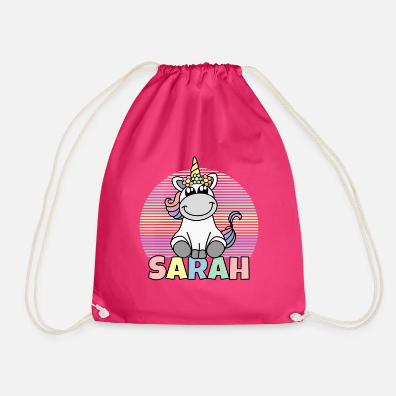 Sarah Einhorn Name - Turnbeutel - Fuchsia