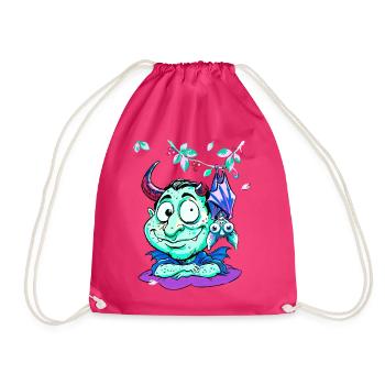 Frostig Psychodelischer Dämon mit Flügeln - Turnbeutel - Fuchsia - Vorne