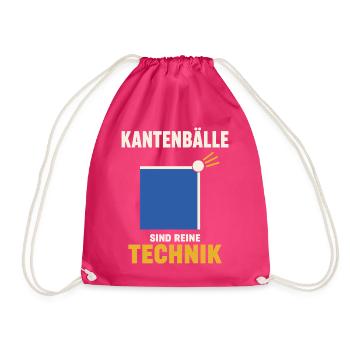 Tischtennis Kantenball Shirt – Minimalistisch - Turnbeutel - Fuchsia - Vorne