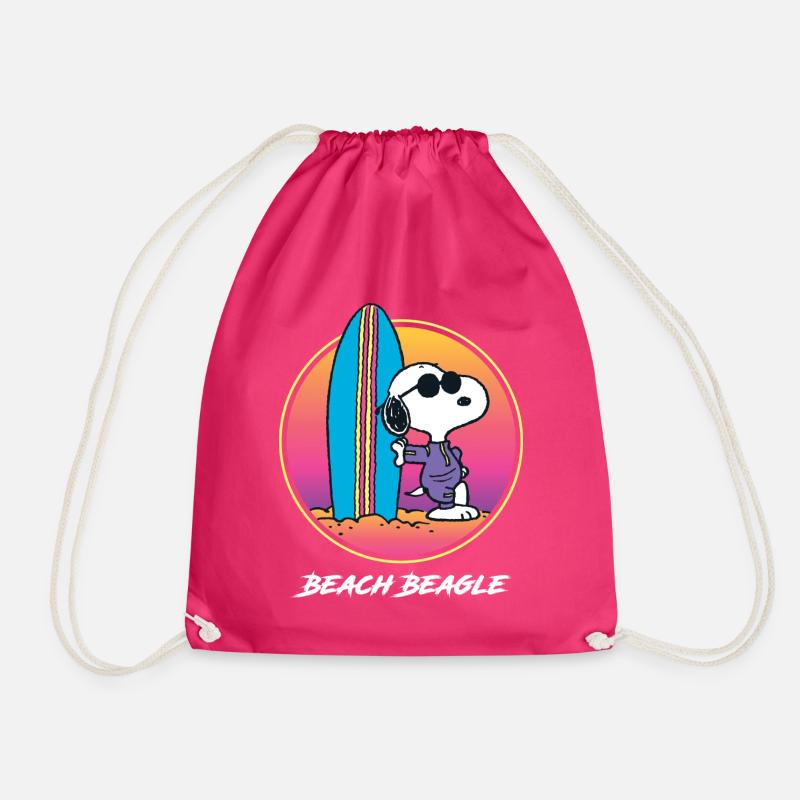 Peanuts Snoopy Beach Beagle - Drawstring Bag - fuchsia