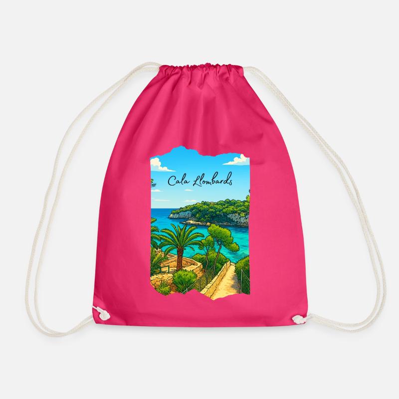 Cala Lombards - Majorca - Drawstring Bag - fuchsia