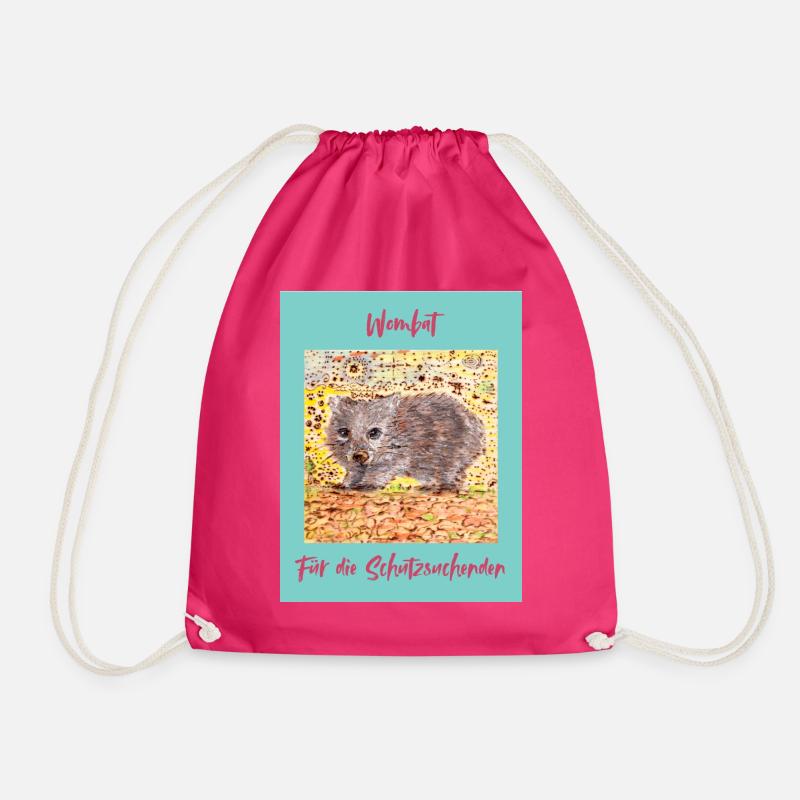 Wombat Shelter Seeker Illustration - Drawstring Bag - fuchsia