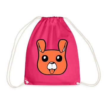 Dog Face Small Happy Puppy Pet - Drawstring Bag - fuchsia - Front