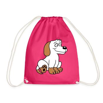 chien assis mignon petit chiot heureux animal de compagnie - Sac de sport léger - fuchsia - Devant