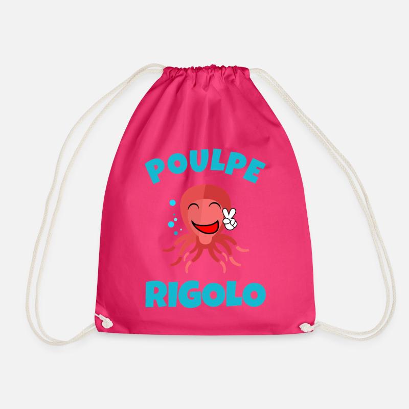 Funny Octopus cartoon illustration - Drawstring Bag - fuchsia