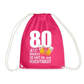 80 Geburtstag Bier Männer Lustiger Spruch - Turnbeutel - Fuchsia - Vorne