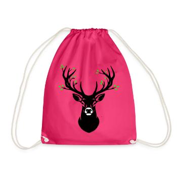 Hirschkopf Geweih Blätter Natur - Turnbeutel - Fuchsia - Vorne