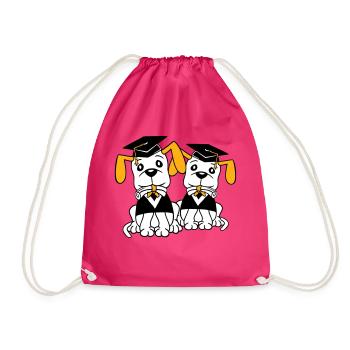 Hunde Schulabschluss Zeugnis Gymnasium College Abi - Turnbeutel - Fuchsia - Vorne
