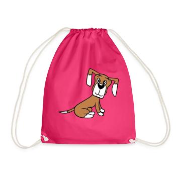 chien assis mignon petit chiot heureux animal de compagnie - Sac de sport léger - fuchsia - Devant